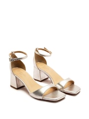 Off The Hook Gold Knightsbridge Leather Block Heel Ankle Strap Sandals - Image 5 of 10
