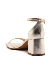 Off The Hook Gold Knightsbridge Leather Block Heel Ankle Strap Sandals - Image 8 of 10