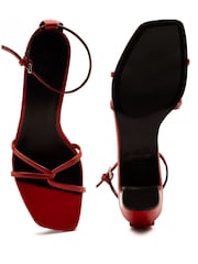Off The Hook Red Holborn Leather High Heeled Ankle Strap Sandals - Image 10 of 10
