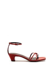Off The Hook Red Holborn Leather High Heeled Ankle Strap Sandals - Image 6 of 10
