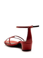 Off The Hook Red Holborn Leather High Heeled Ankle Strap Sandals - Image 7 of 10