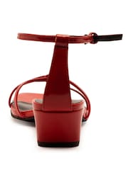 Off The Hook Red Holborn Leather High Heeled Ankle Strap Sandals - Image 9 of 10