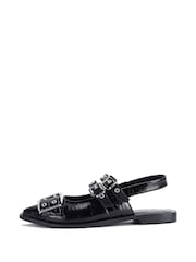 Off The Hook Alderbrook Pointed Toe Leather Buckled Flat Shoes - Slika 2 iz 6