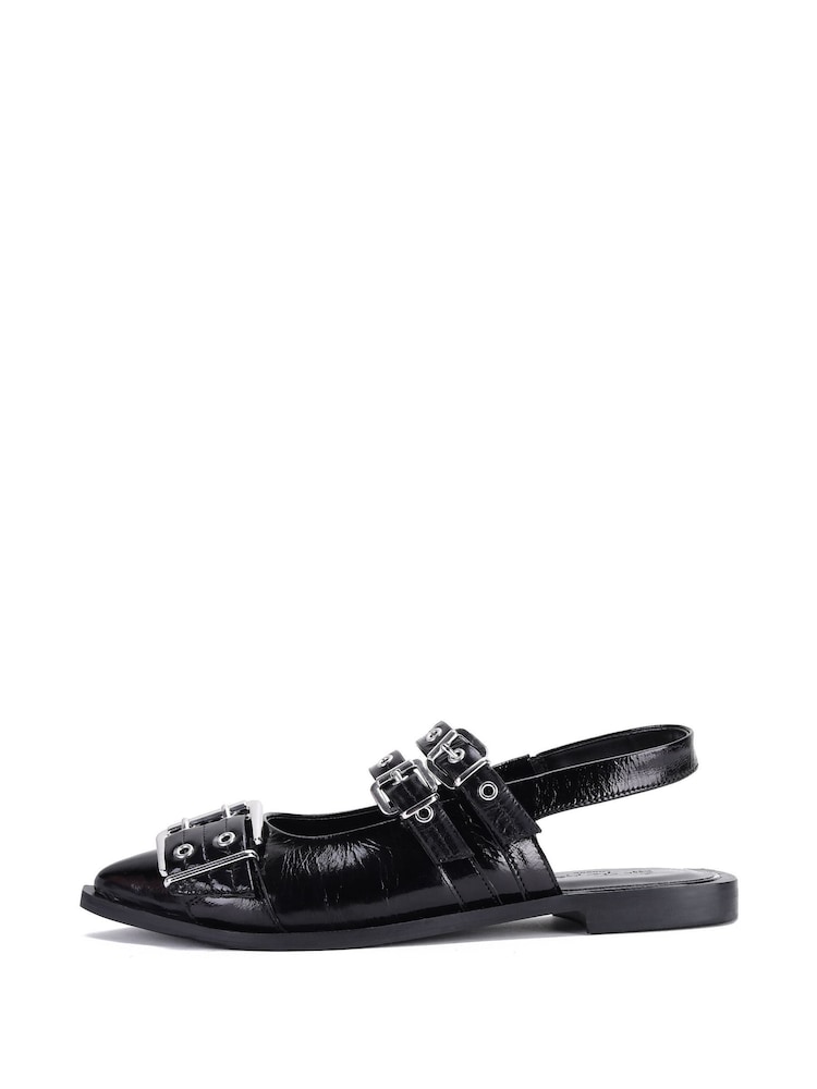 Off The Hook Alderbrook Pointed Toe Leather Buckled Flat Shoes - Slika 2 iz 6