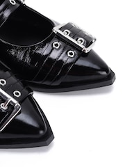 Off The Hook Alderbrook Pointed Toe Leather Buckled Flat Shoes - Slika 4 iz 6