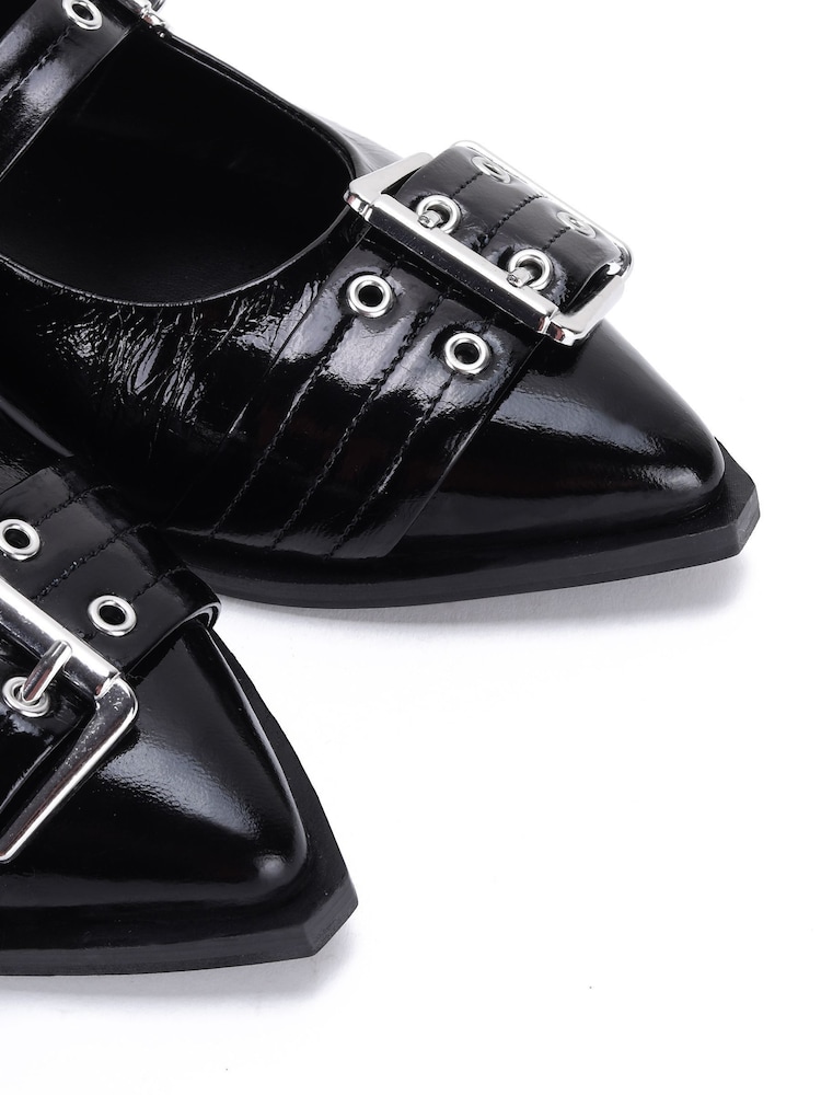 Off The Hook Alderbrook Pointed Toe Leather Buckled Flat Shoes - Slika 6 iz 6