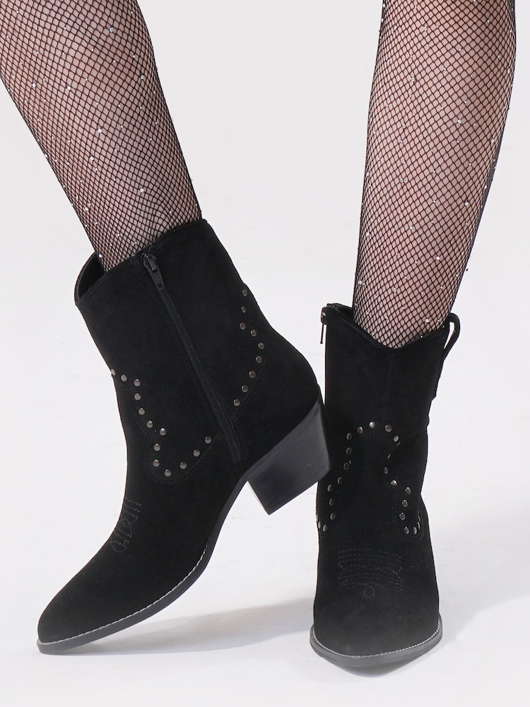 Off The Hook Black Kensal Suede Leather Ankle Boots - Image 2 of 8 Off The Hook Black Kensal Suede Leather Ankle Boots - Image 2 of 8
