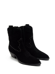 Off The Hook Black Kensal Suede Leather Ankle Boots - Image 3 of 8