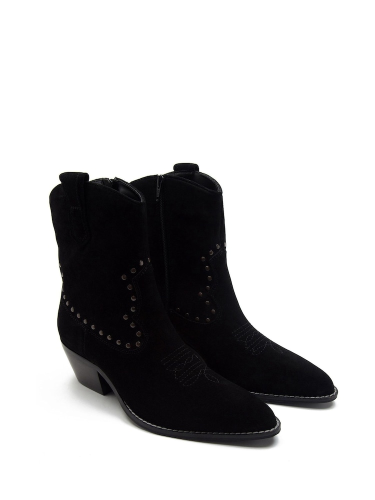 Off The Hook Black Kensal Suede Leather Ankle Boots - Image 1 of 5