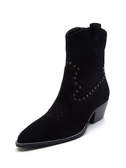 Off The Hook Black Kensal Suede Leather Ankle Boots - Image 5 of 8