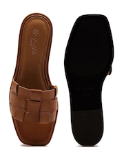 Off The Hook Brown Hampstead Leather Open Toe Flat Sandals - Image 8 of 8