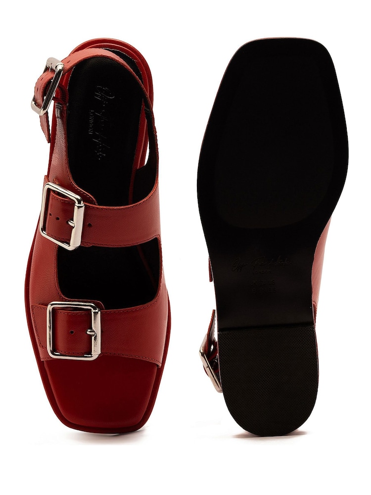 Off The Hook Baker Slingback Double Strap Leather Flat Sandals - Image 6 of 6