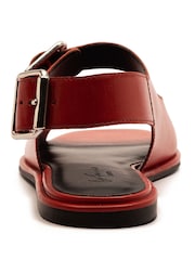 Off The Hook Red Baker Slingback Double Strap Leather Flat Sandals - Image 9 of 10