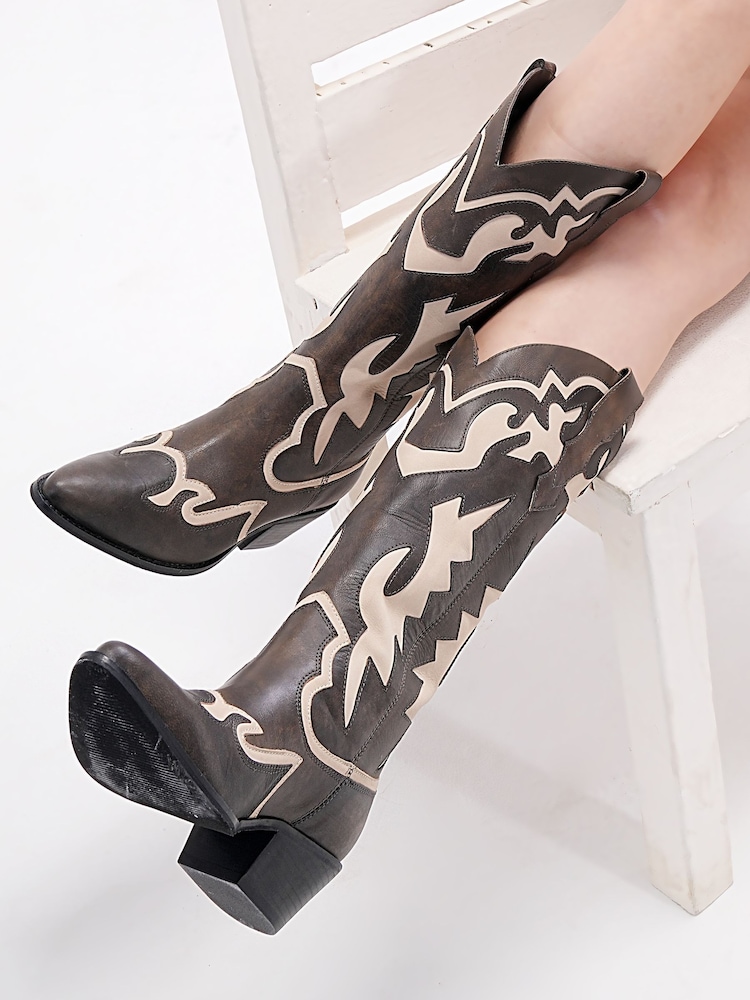 Off The Hook Brown Hoxton Leather Mid Calf Boots - Image 1 of 10 Off The Hook Brown Hoxton Leather Mid Calf Boots - Image 1 of 10