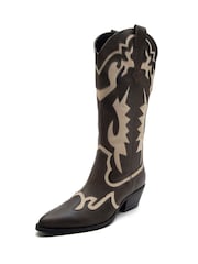 Off The Hook Brown Hoxton Leather Mid Calf Boots - Image 8 of 10