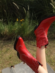 Off The Hook Portobello Alto Ankle Cowboy Leather Boots - Imagen 1 de 10