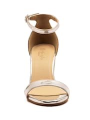 Off The Hook Silver Mayfair Snake Print Block Heel Ankle Strap Sandals - Image 6 of 8