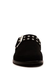 Off The Hook Black Paddington Buckle Suede Comfort Footbed Sandals - Image 4 of 6