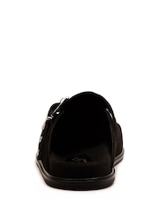 Off The Hook Black Paddington Buckle Suede Comfort Footbed Sandals - Image 5 of 6