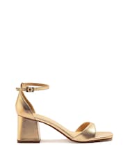 Off The Hook Silver Knightsbridge Leather Block Heel Ankle Strap Sandals - Image 2 of 6