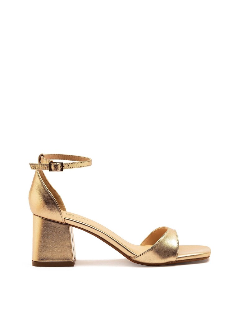 Off The Hook Silver Knightsbridge Leather Block Heel Ankle Strap Sandals - Image 2 of 6