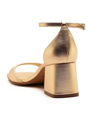 Off The Hook Silver Knightsbridge Leather Block Heel Ankle Strap Sandals - Image 4 of 6