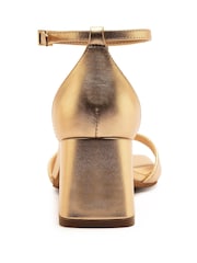 Off The Hook Silver Knightsbridge Leather Block Heel Ankle Strap Sandals - Image 5 of 6