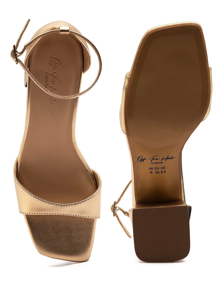 Off The Hook Silver Knightsbridge Leather Block Heel Ankle Strap Sandals - Image 6 of 6