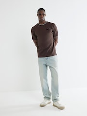 River Island Brown Slim Fit Les Amis Ringer 100% Cotton T-Shirt - Image 2 of 4