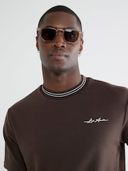 River Island Brown Slim Fit Les Amis Ringer 100% Cotton T-Shirt - Image 3 of 4