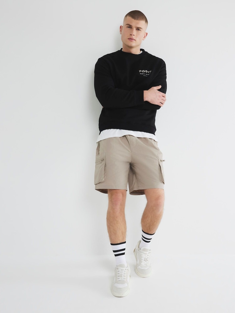 River Island Natural Nylon Cargo Shorts - Image 1 of 5