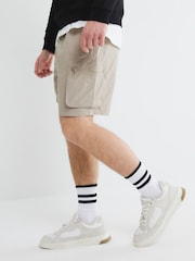 River Island Natural Nylon Cargo Shorts - Image 3 of 5