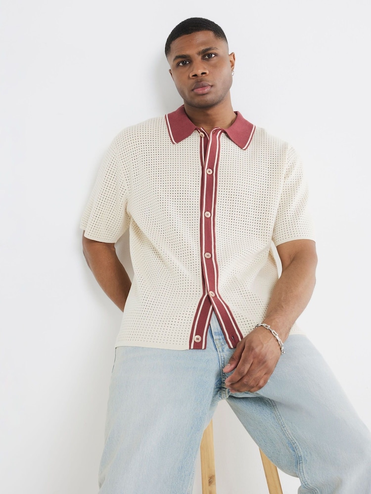 River Island Cream Havana Pointelle Shirt - Image 4 of 4
