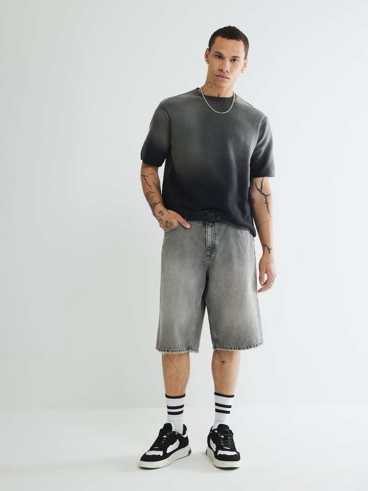 River Island Grey Denim Jorts shorts - Image 1 of 2