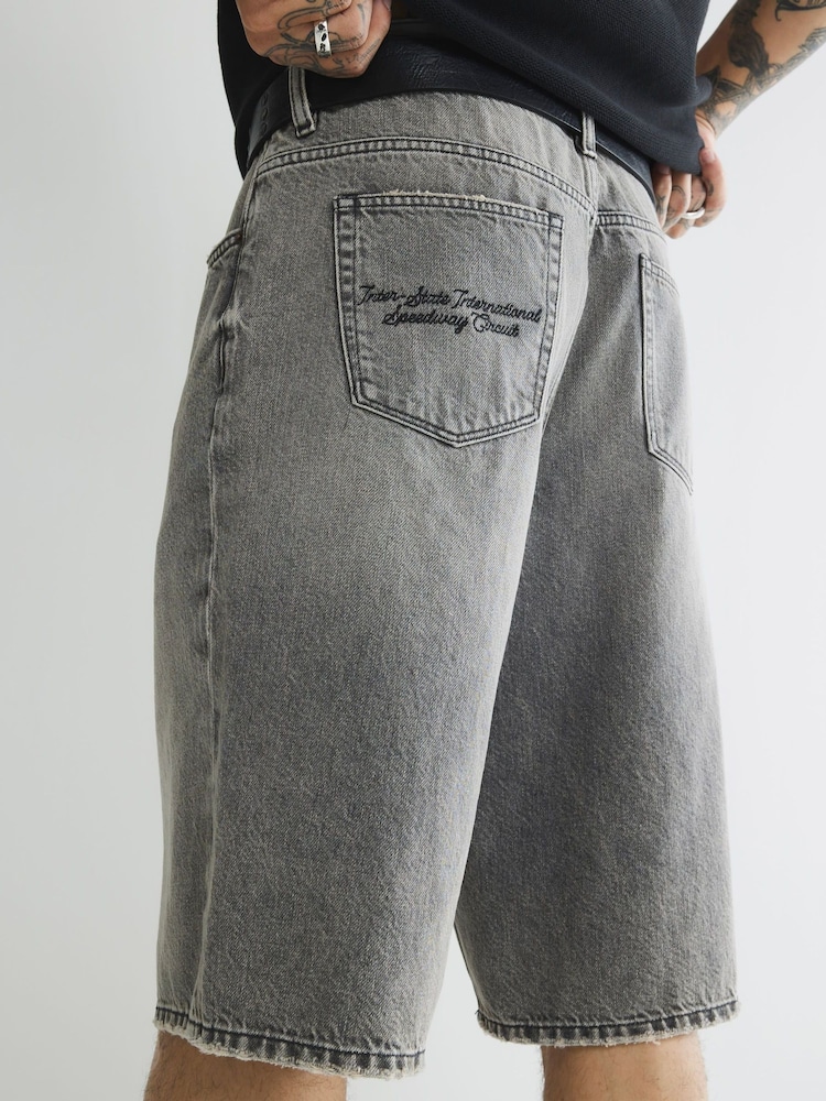 River Island Grey Denim Jorts shorts - Image 2 of 2