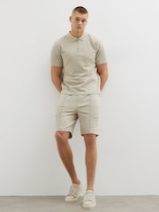 River Island Neutral Slim Fit Jacquard Shorts - Image 3 of 4