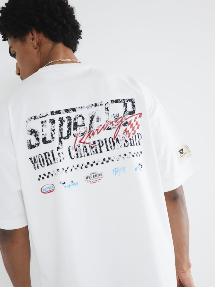 River Island 100% Cotton Racing Print T-Shirt - Bild 1 von 4