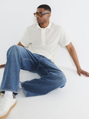 River Island Boxy Crochet Polo Shirt - Image 3 of 4
