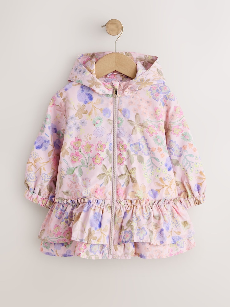 وردي زهور - Shower Resistant Printed Frill Hem Cagoule Jacket (3mths-7yrs) - صورة 1 من 5