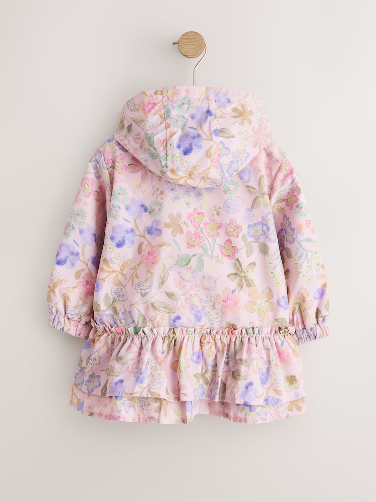 وردي زهور - Shower Resistant Printed Frill Hem Cagoule Jacket (3mths-7yrs) - صورة 2 من 5