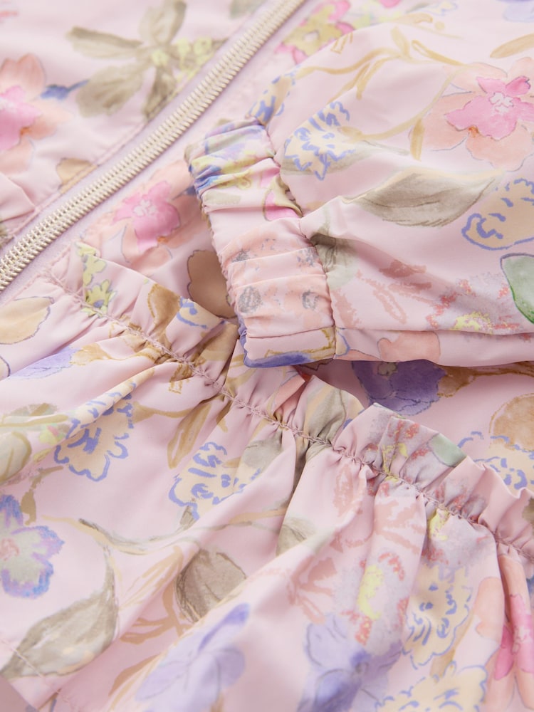 وردي زهور - Shower Resistant Printed Frill Hem Cagoule Jacket (3mths-7yrs) - صورة 5 من 5
