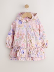 Pink Floral Shower Resistant Printed Frill Hem Cagoule Jacket (3mths-7yrs) - Image 6 of 10