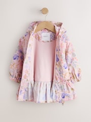 Pink Floral Shower Resistant Printed Frill Hem Cagoule Jacket (3mths-7yrs) - Image 8 of 10