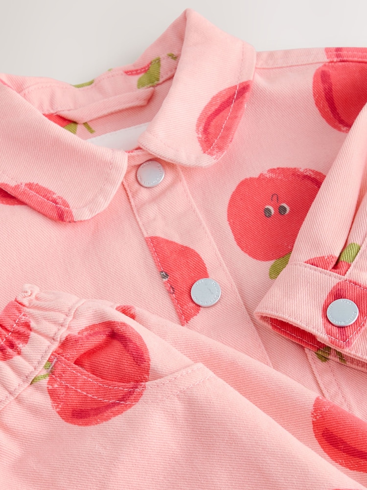 Pink Apple Printed Jacket And Shorts Set (3mths-7yrs) - Image 4 of 4