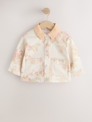 Ecru Floral Cord Collar Denim Jacket (3mths-7yrs) - Image 1 of 3