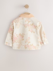 Ecru Floral Cord Collar Denim Jacket (3mths-7yrs) - Image 2 of 3