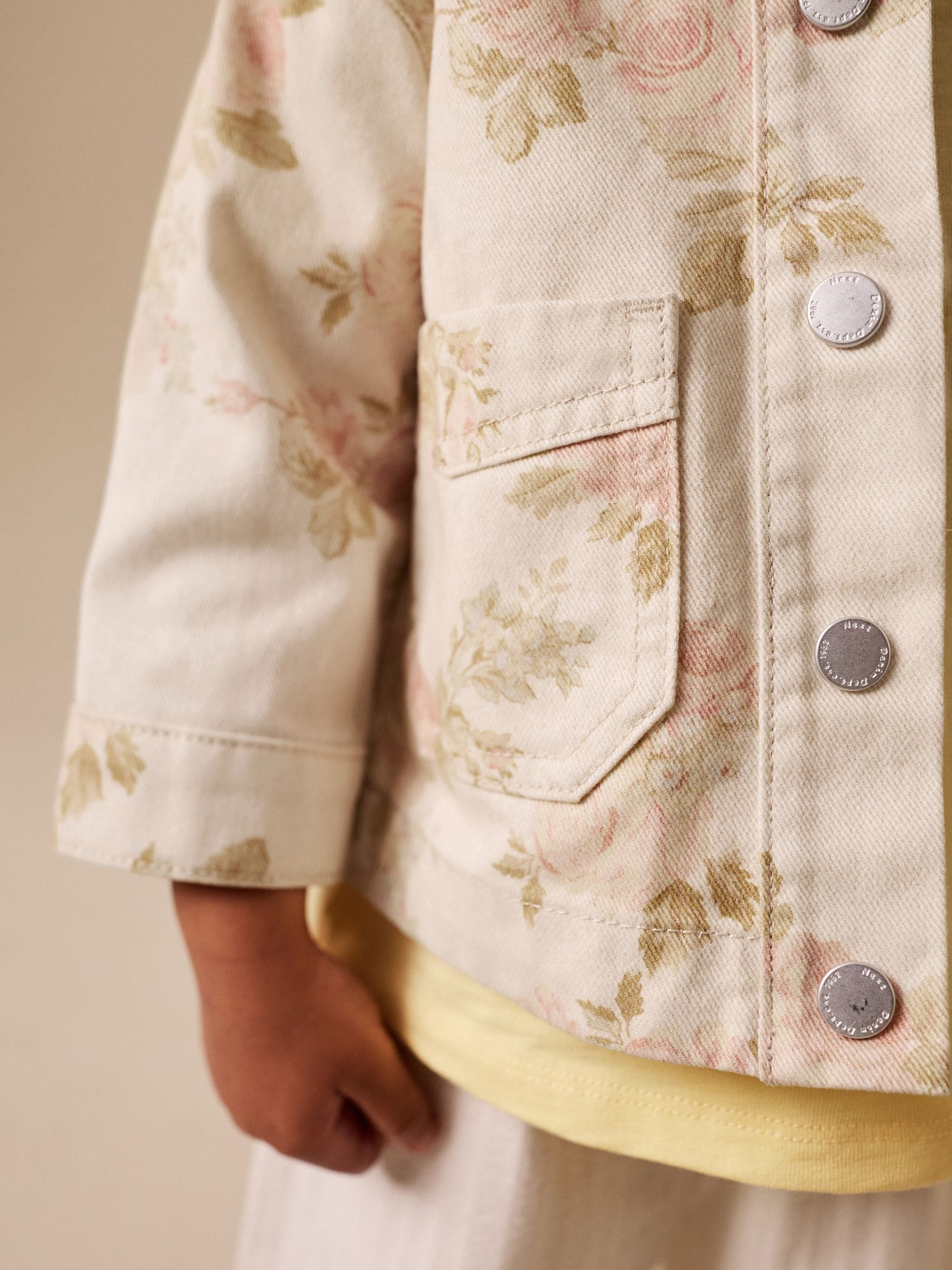 Buy Ecru Floral Cord Collar Denim Jacket (3mths-7yrs) from Next USA
