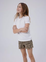 Name It Brown 100% Cotton Leopard Print Denim Shorts - Image 1 of 3
