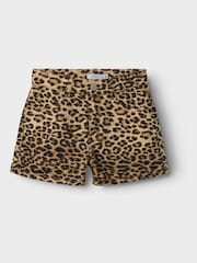 Name It Brown 100% Cotton Leopard Print Denim Shorts - Image 2 of 3