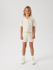 Name It White 100% Cotton Linen Look Drawstring Shirts - Image 2 of 5